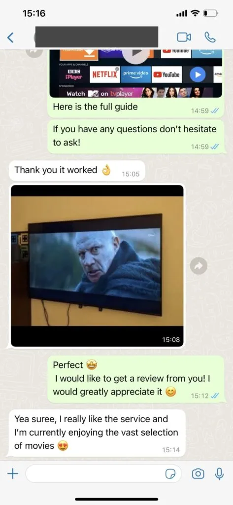 WhatsApp Kundensupport Chat Screenshot 1